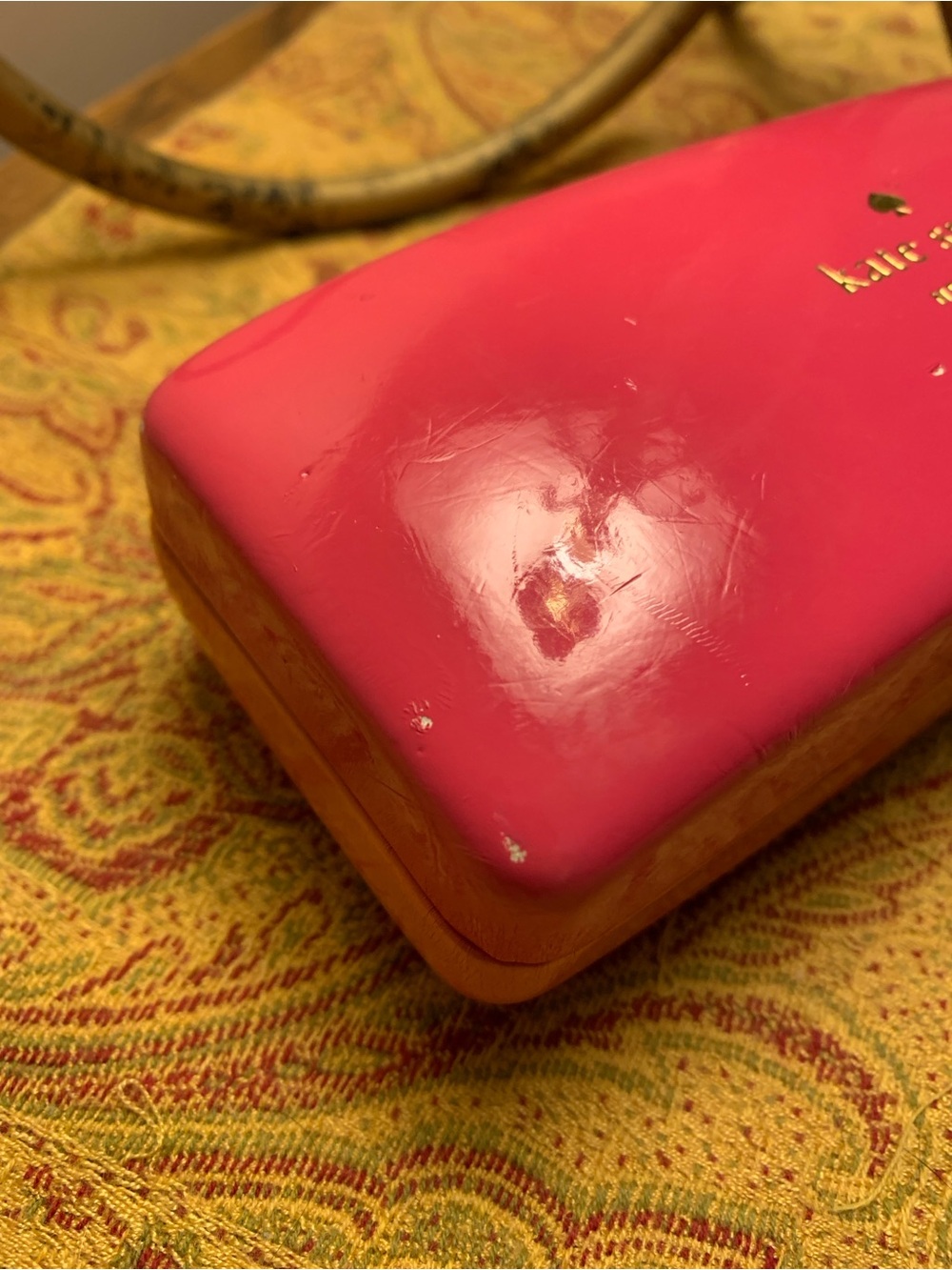 kate spade Pink and Orange Hard Sunglasses Case with Gold Logo - Picture 9 of 9